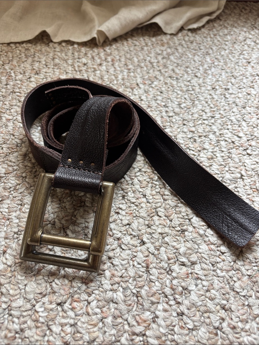 We The Free Dark Brown 100% Leather Belt with Double Rectangle Buckle